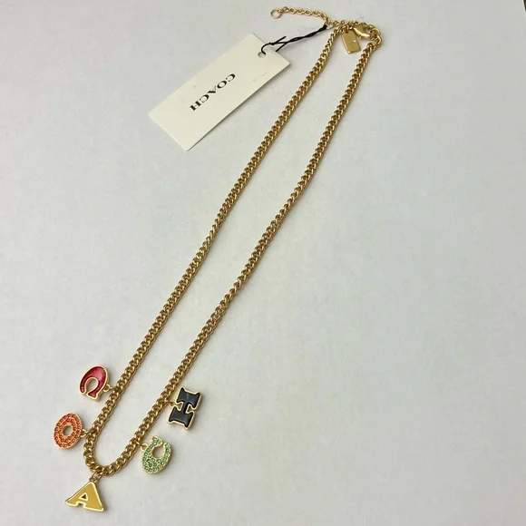COACH Multicolor Letter Charm Necklace NWT - Picture 8 of 13
